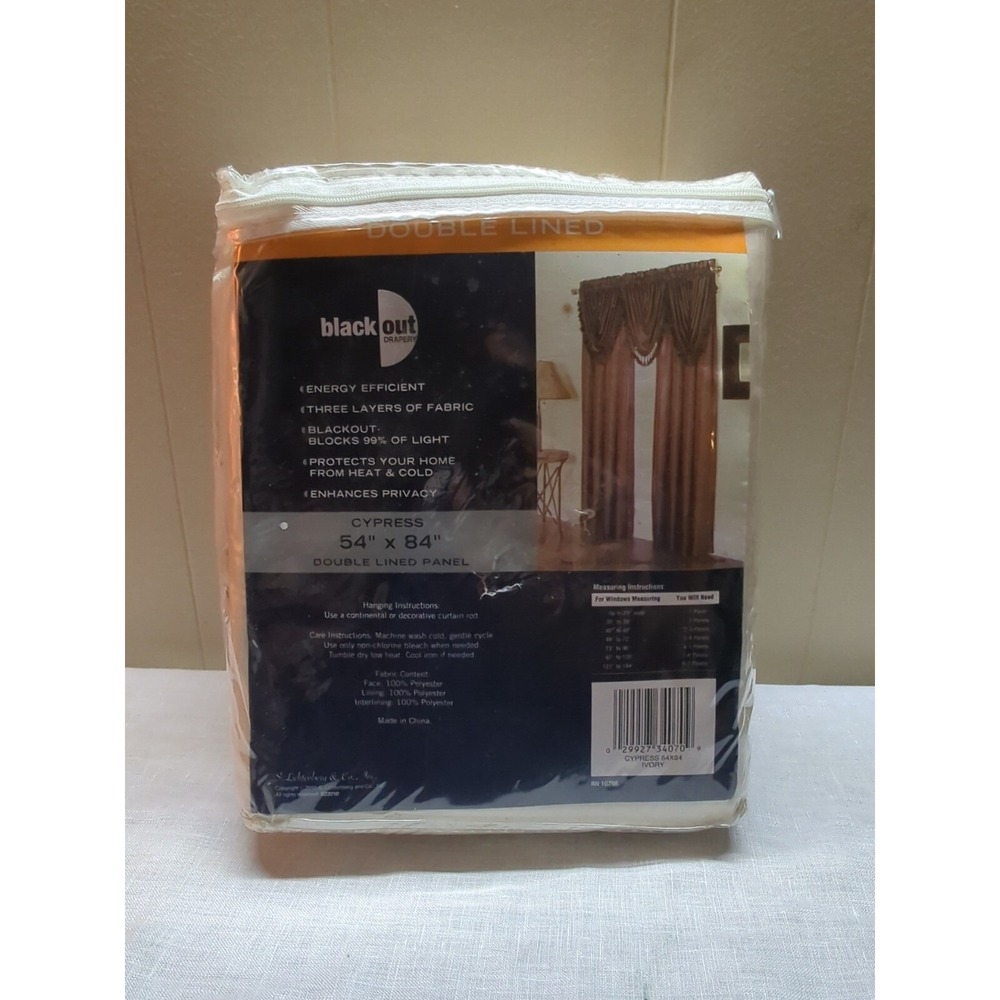 Double Lined BlackOut Drapery Panel (Ivory) Cypress Style 54" × 84" - Picture 3 of 5